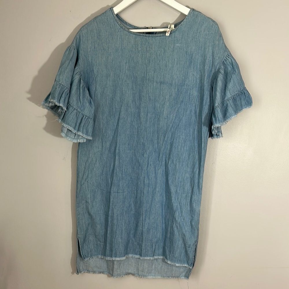 Girl Krazy Blue Ruffle Sleeve Top 100% cotton size S